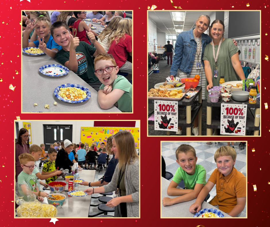 4th graders running through hallways and eating a special snack to celebrate passing IREAD 