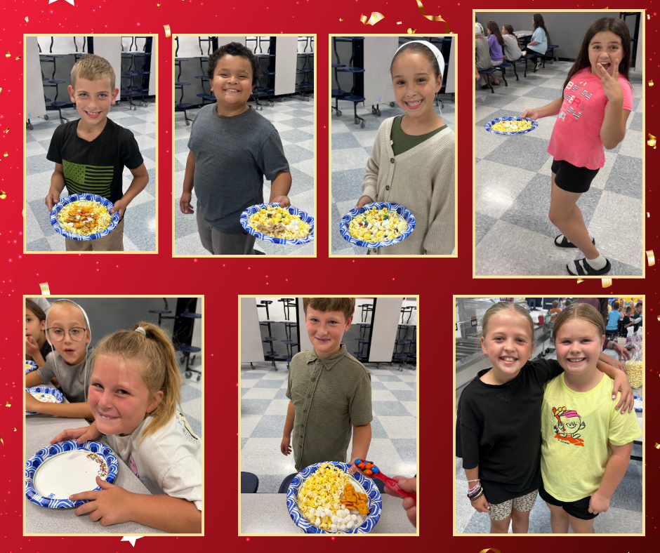 4th graders running through hallways and eating a special snack to celebrate passing IREAD 