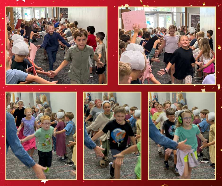 4th graders running through hallways and eating a special snack to celebrate passing IREAD 