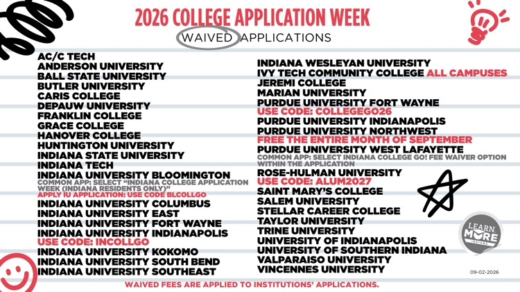 colleges participating in college go week 2026