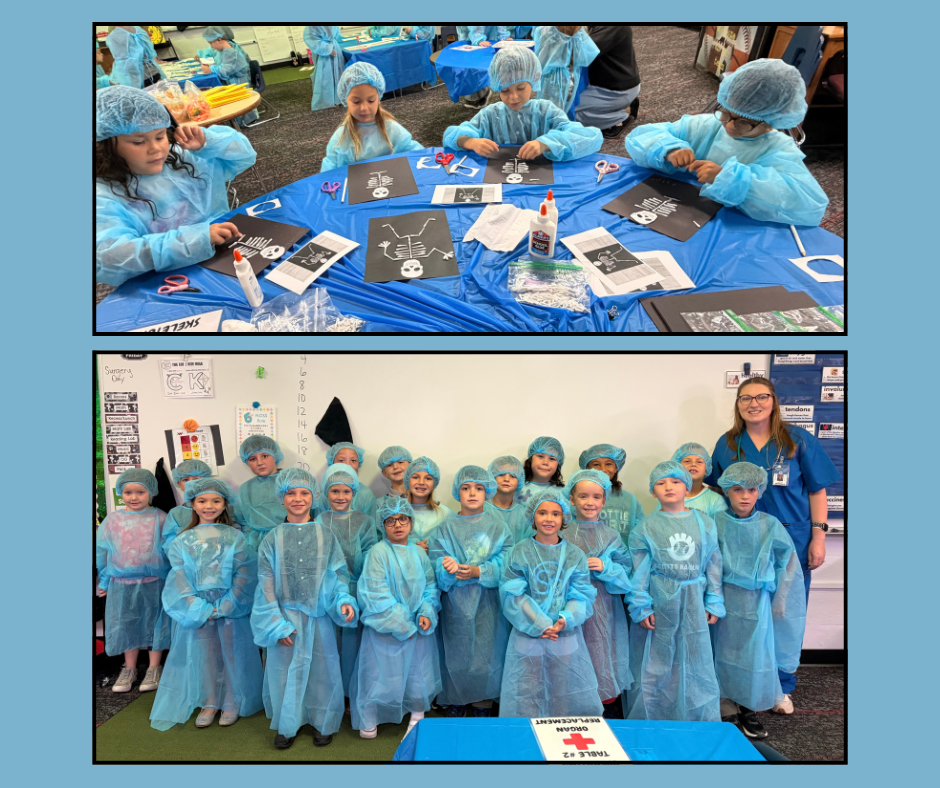 pictures of 1st graders doing activities for their surgery day