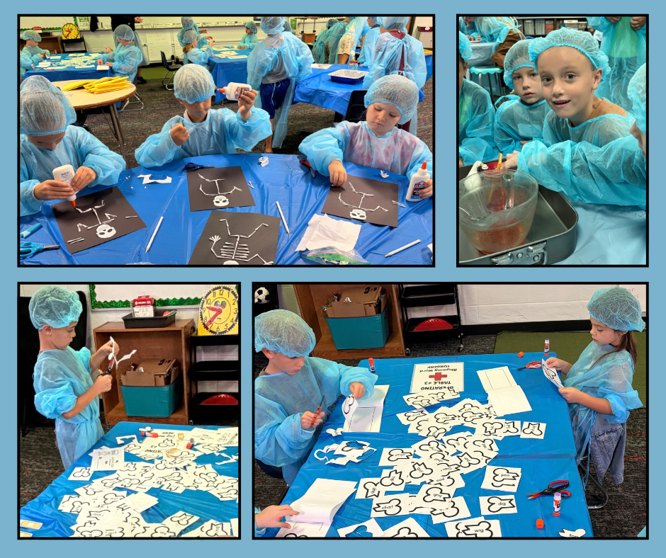 pictures of 1st graders doing activities for their surgery day