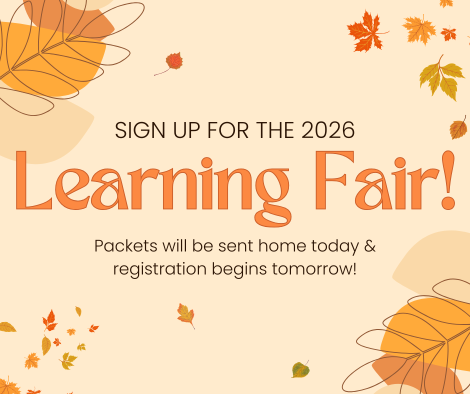 graphic that encourages sign up for the Learning fair