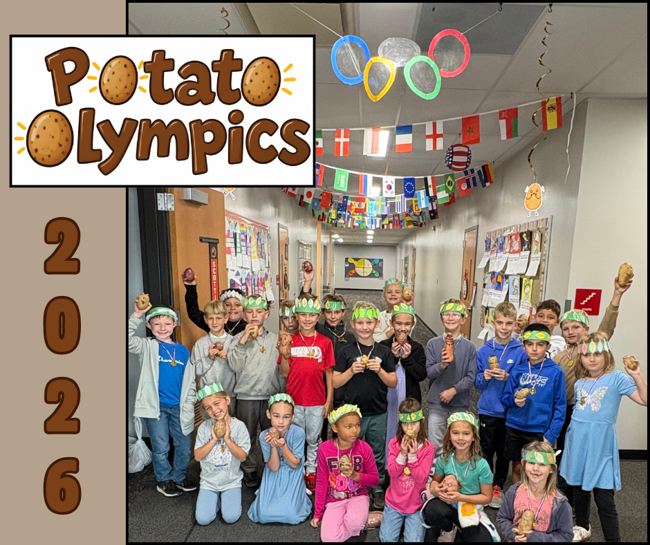 2nd graders participating in potato olympic activities
