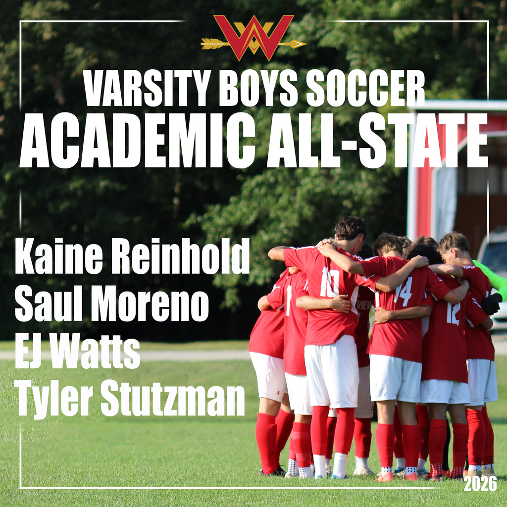 Kaine Reinhold, Saul Moreno, EJ Watts, and Tyler Stutzman named 2026 Academic All-State for Varsity Boys Soccer