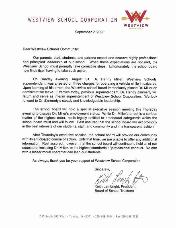 Westview Official Statement