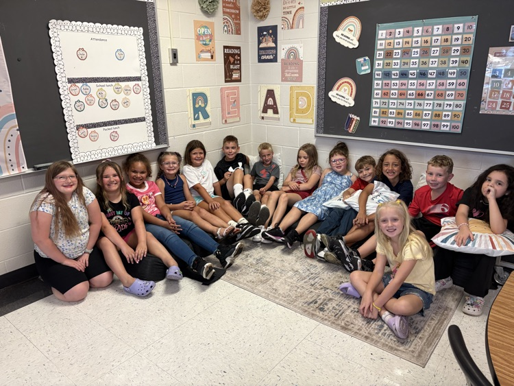 chilling in a reading area after a HOT recess!!!