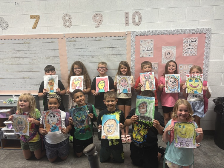 Mrs. Bennett's class has been learning about how to be a part of a positive classroom community, and today they made self portraits! We are loving the creativity ๐
