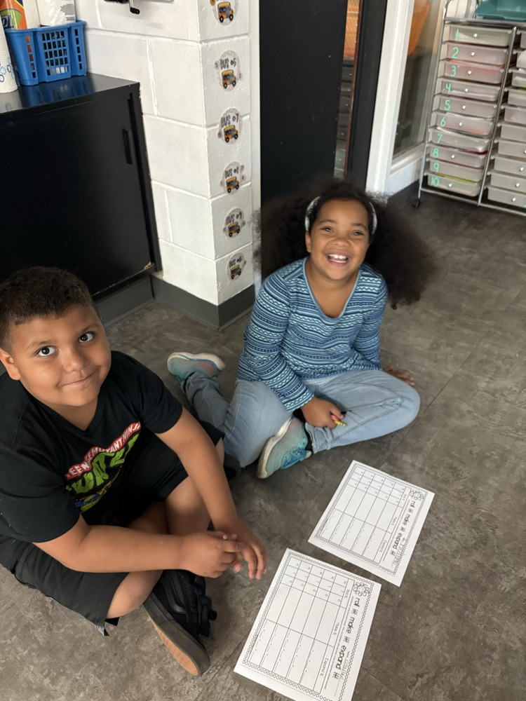 Mrs. Bennettโs second grade friends are working hard during math stations today!