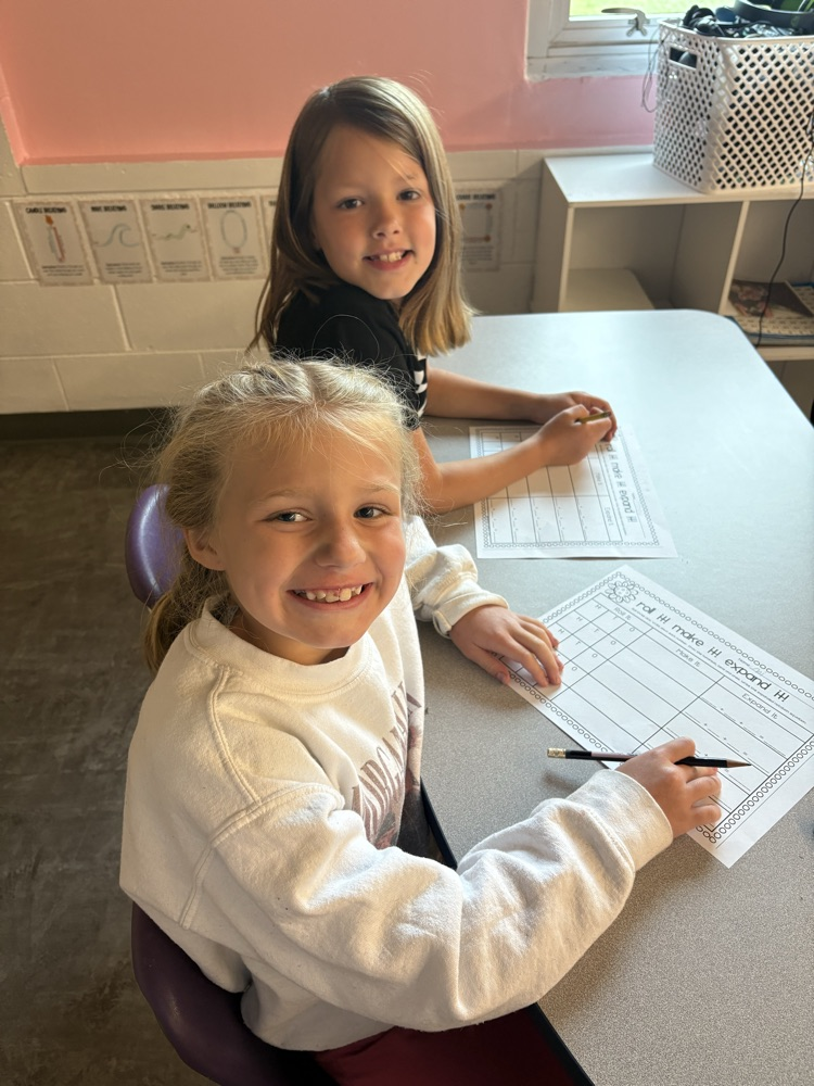 Mrs. Bennettโs second grade friends are working hard during math stations today!