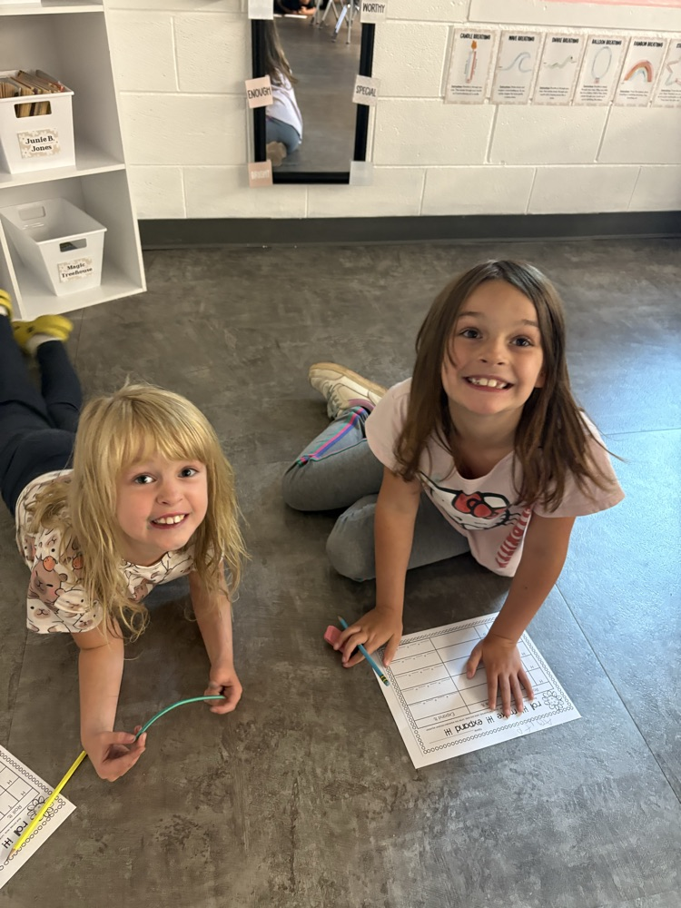 Mrs. Bennettโs second grade friends are working hard during math stations today!