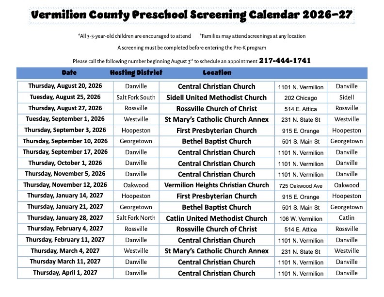 2026-2027 Screening Schedule