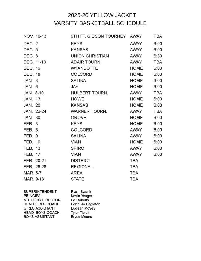 Basketball Schedule