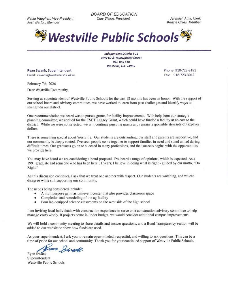 Letter from Mr. Swank