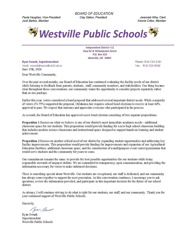 Letter from Mr. Swank
