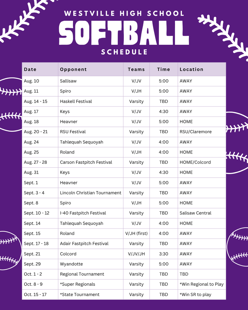 softball schedule