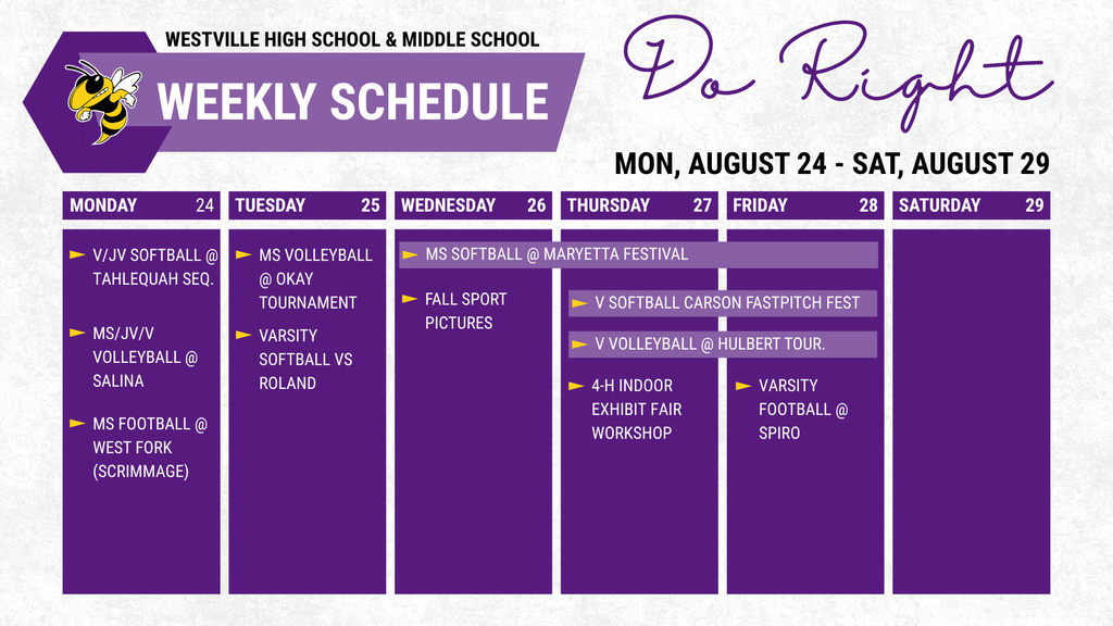 Weekly Schedule 8.24-8.29