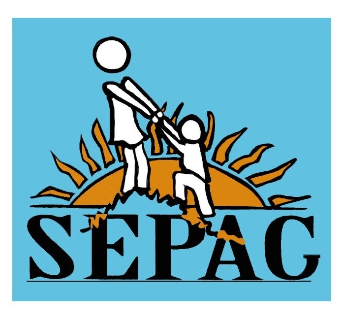 adult helping a child in front of a sun with the text SEPAG at the bottom