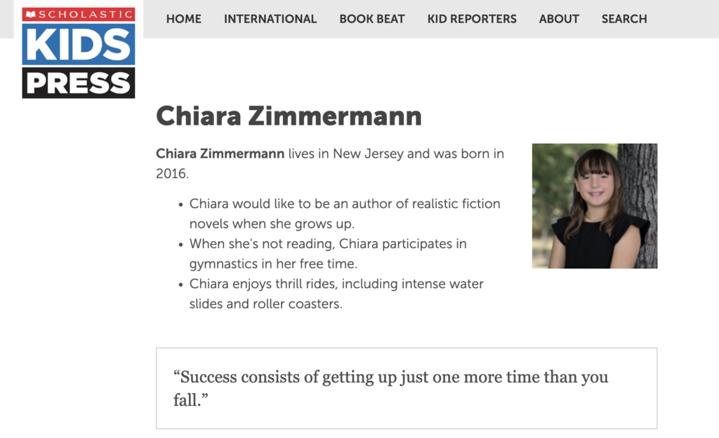 KIDS PRESS RELEASE OF CHIARA ZIMMERMANN