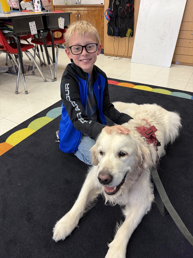 student and dog