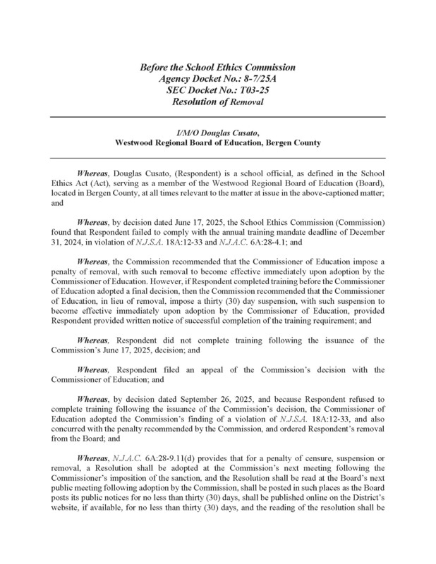 Mandated School Ethics Commission Posting