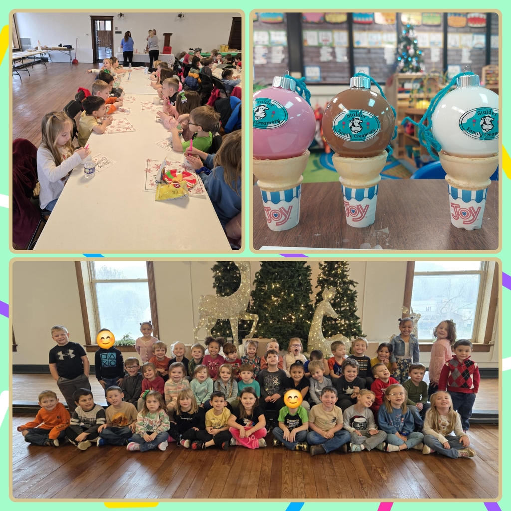 Prek students enjoyed a field trip to Stalders Family Creamery where they practiced their social skills they have learned so far, ate a nice lunch, made an icecream Christmas ornament, learned about life on a farm, and found items you may see in a grocery store that have dairy in them.
