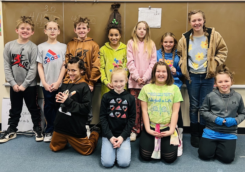 A group of students showing off their crazy hair. 