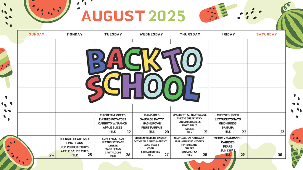August Lunch Menu