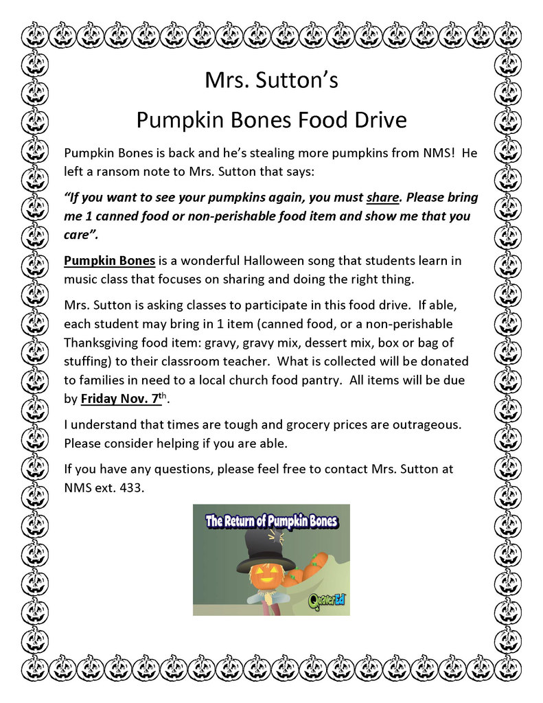 Pumpkin Bones Food Drive