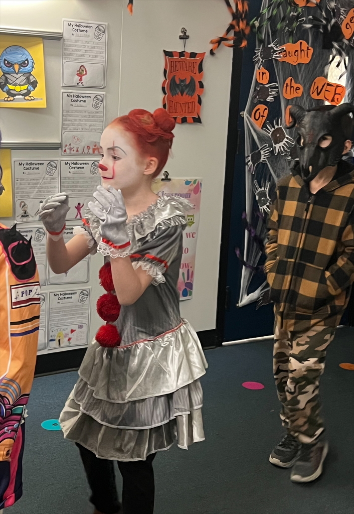 The second graders entertained us with a Halloween 🎃 parade in costume today. Some were spooky, ☠️ some were bootiful, 👻 some were square, 👾 some were clowning around, 🤡 and some were protectors, 👮🏻but they were all adorably having a great time!