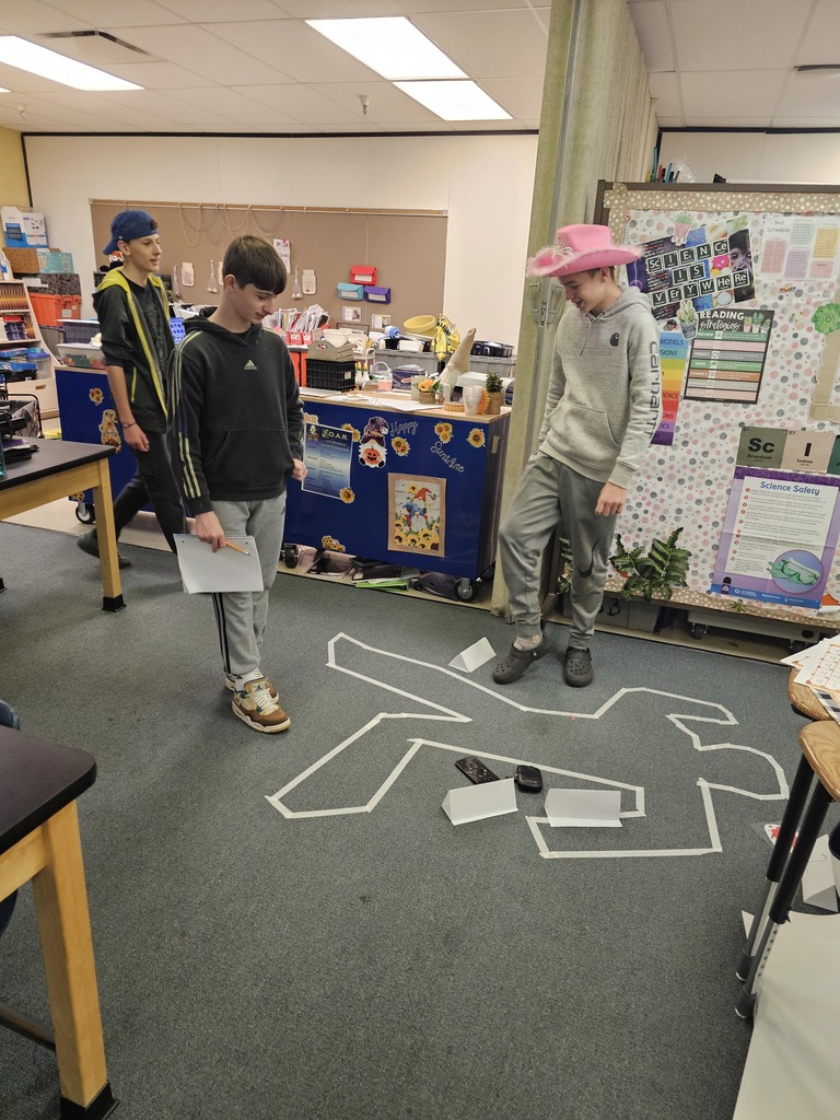 Today Miss Landis’s Career Exploration class took a look at the Career Cluster law, public safety, corrections, and security. As a class the discovered a crime that had taken place in the city, the classroom. They worked together to document, catalog, and collect evidence from the crime scene. They numbered, took photos, and made diagrams of where important evidence was discovered. In following days they will be collecting fingerprints, comparing data, and applying for warrants for search and seizure. The students had a great time with this beginning activity and can’t wait to solve the crime.