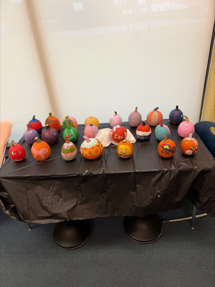 Pumpkins painted by students  