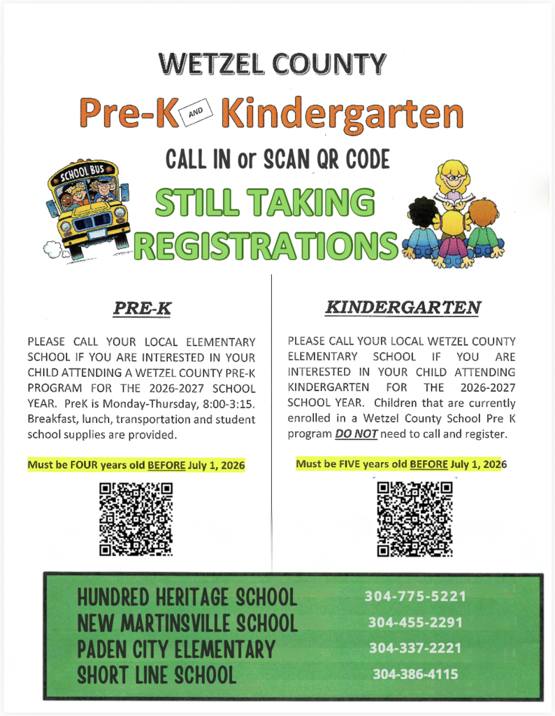 PK and kindergarten registration QR codes