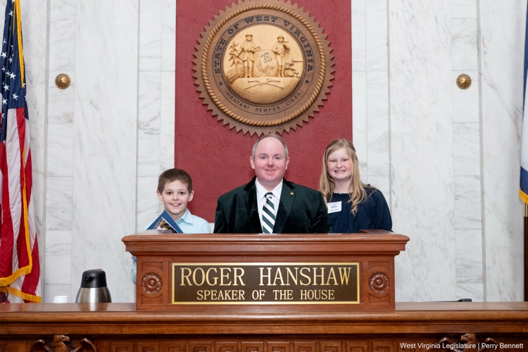 Mr Bell, John Wilt and Addie Mast  at the state capitol 