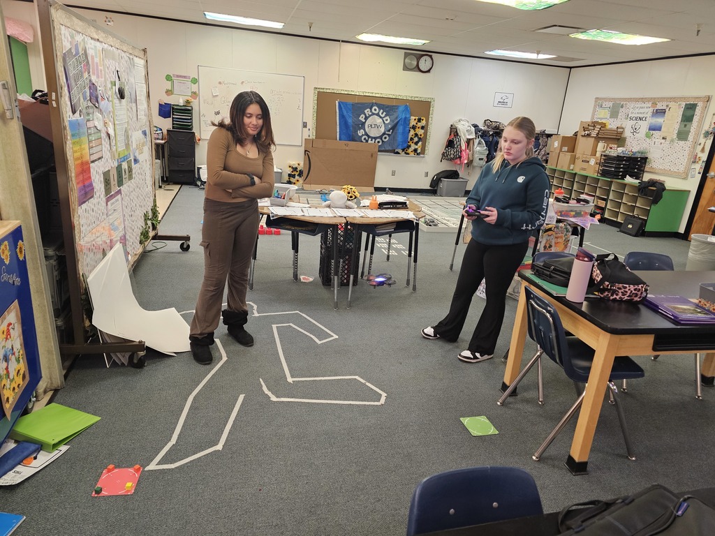 Mes Landis's Project Lead the Way class has been learning all about drones this week. They have practiced taking off and landing the drones, as well as, flying them around the room. The students have also worked in teams to create obstacle course to fly. The students have had fun and looking forward to competing in each other's obstacle courses.