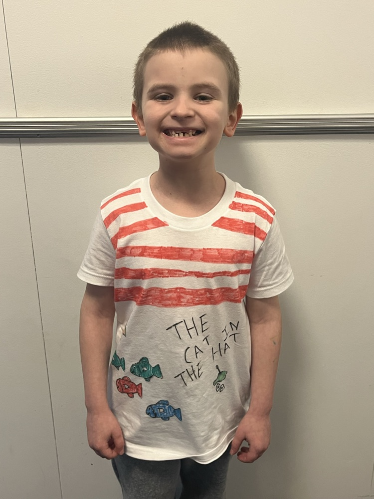 student in Seuss shirt 