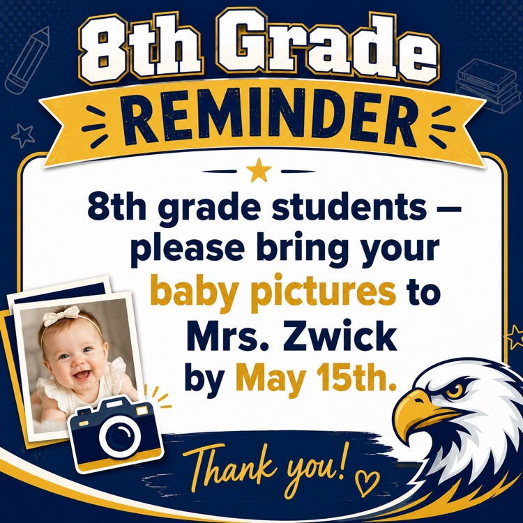 baby picture reminder in gold  and blue 