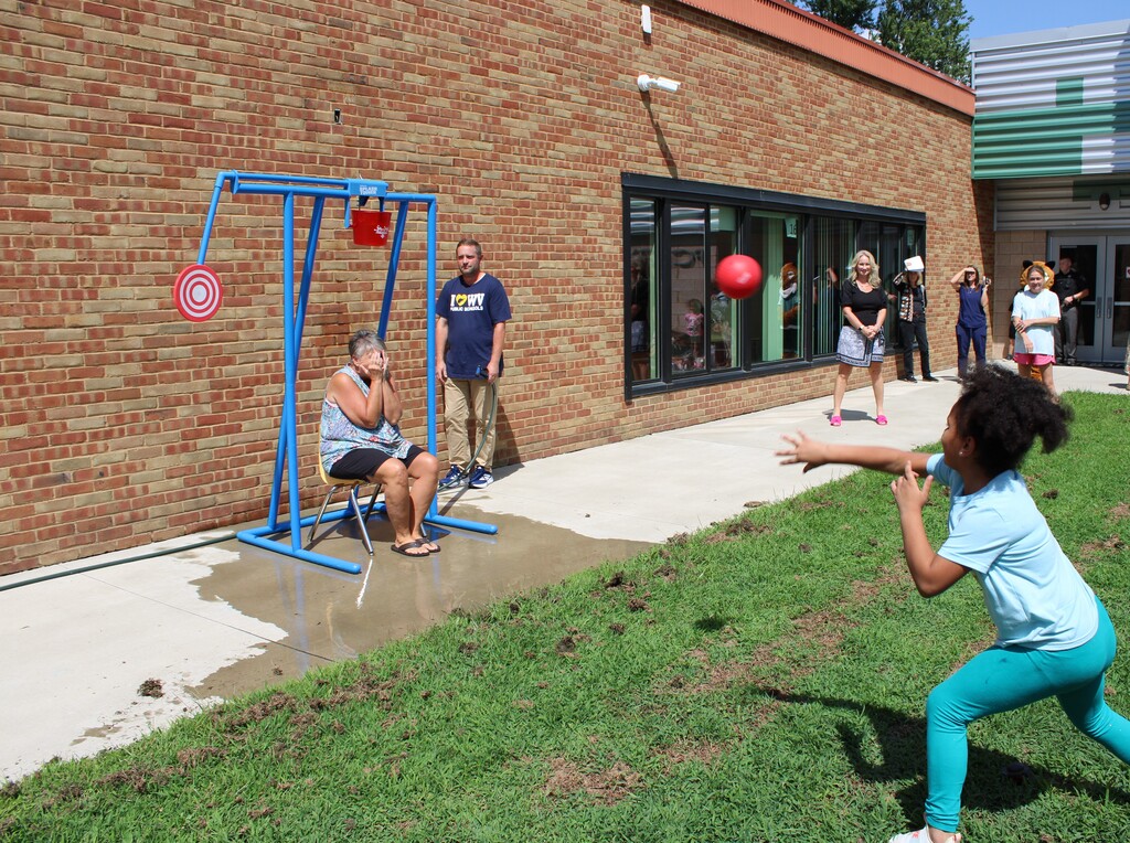 Student throwing ball