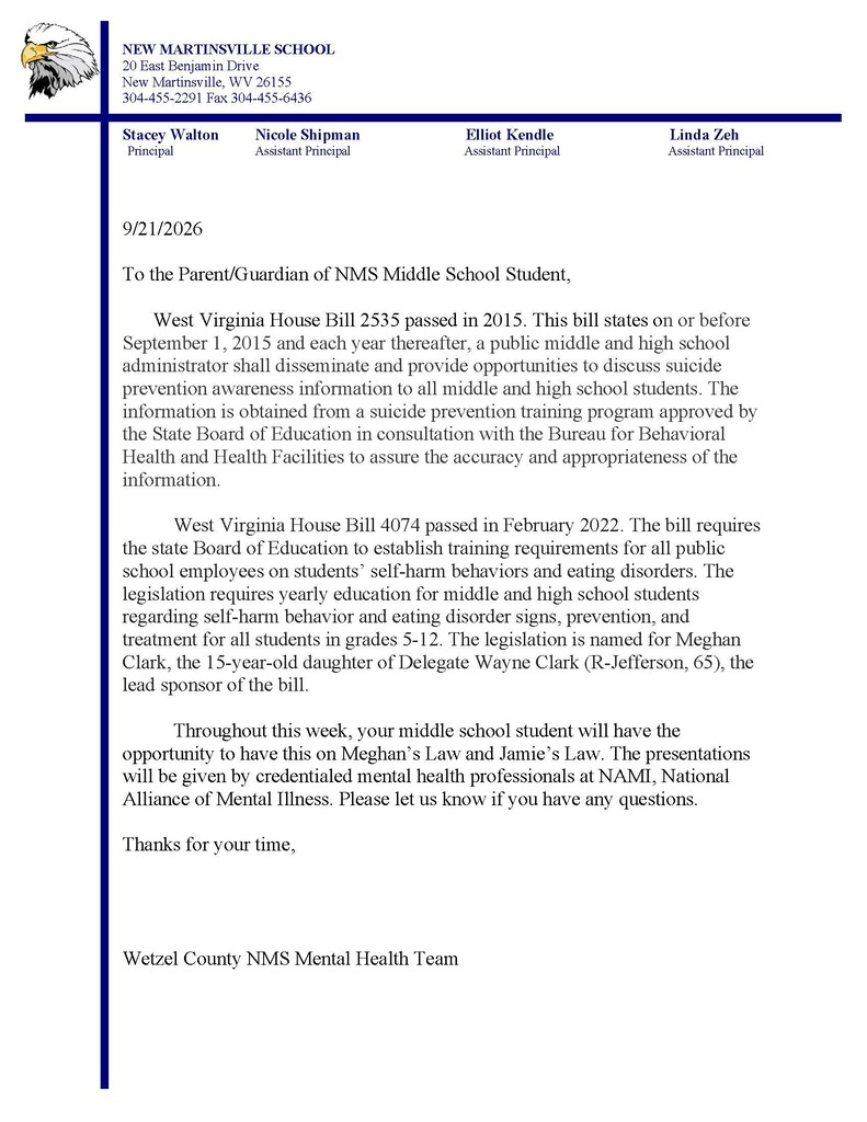 House Bill 2535 Middle School