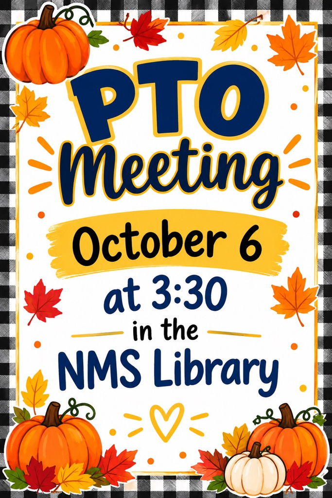October PTO Meeting  in Library at 3:30 