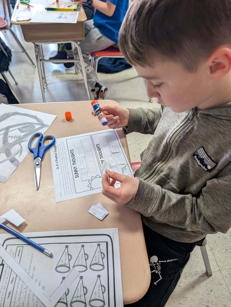 Student prepares for state testing with positive thinking activities.