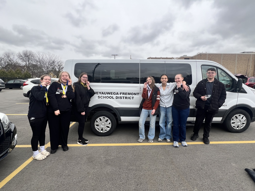 Science Olympiad team posing by WF van