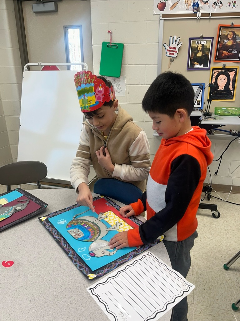 Students doing artwork