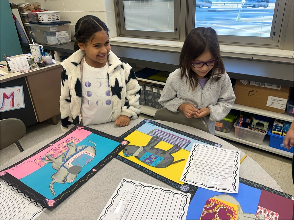 Students doing artwork