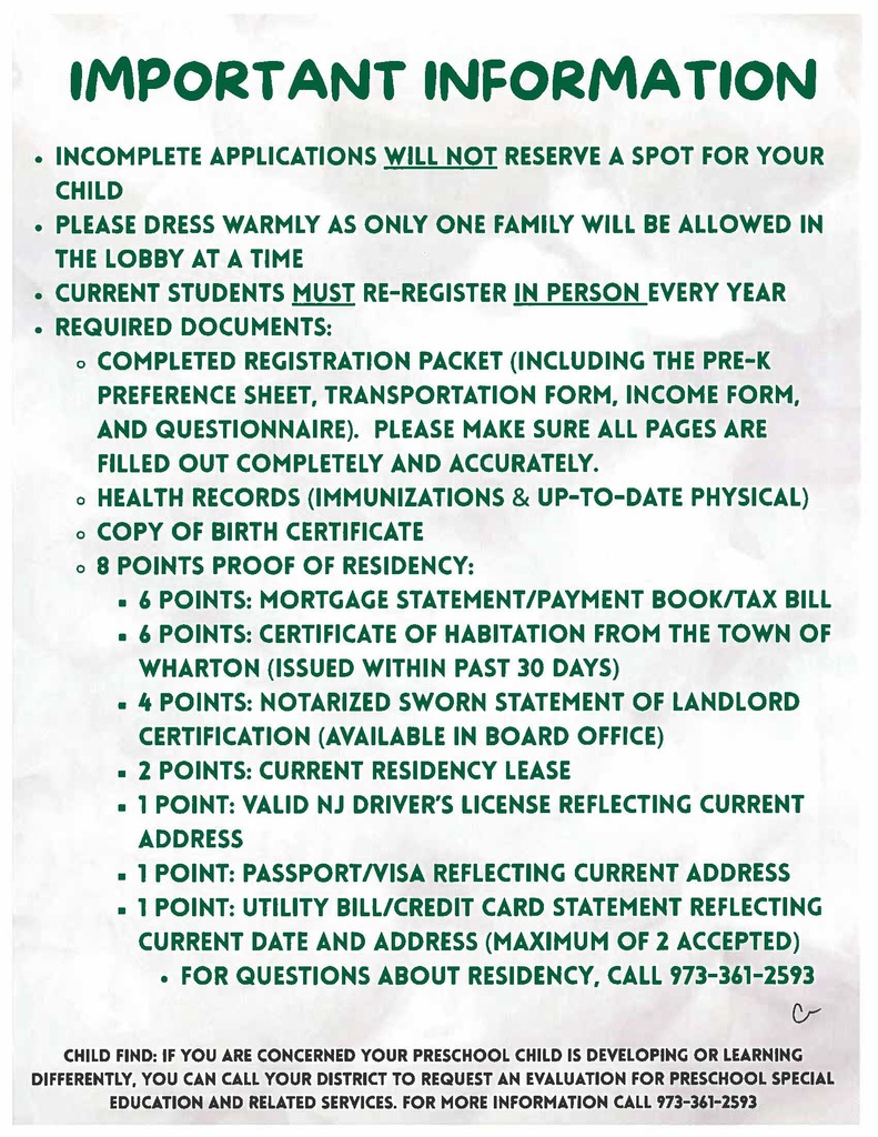 School registration flyer
