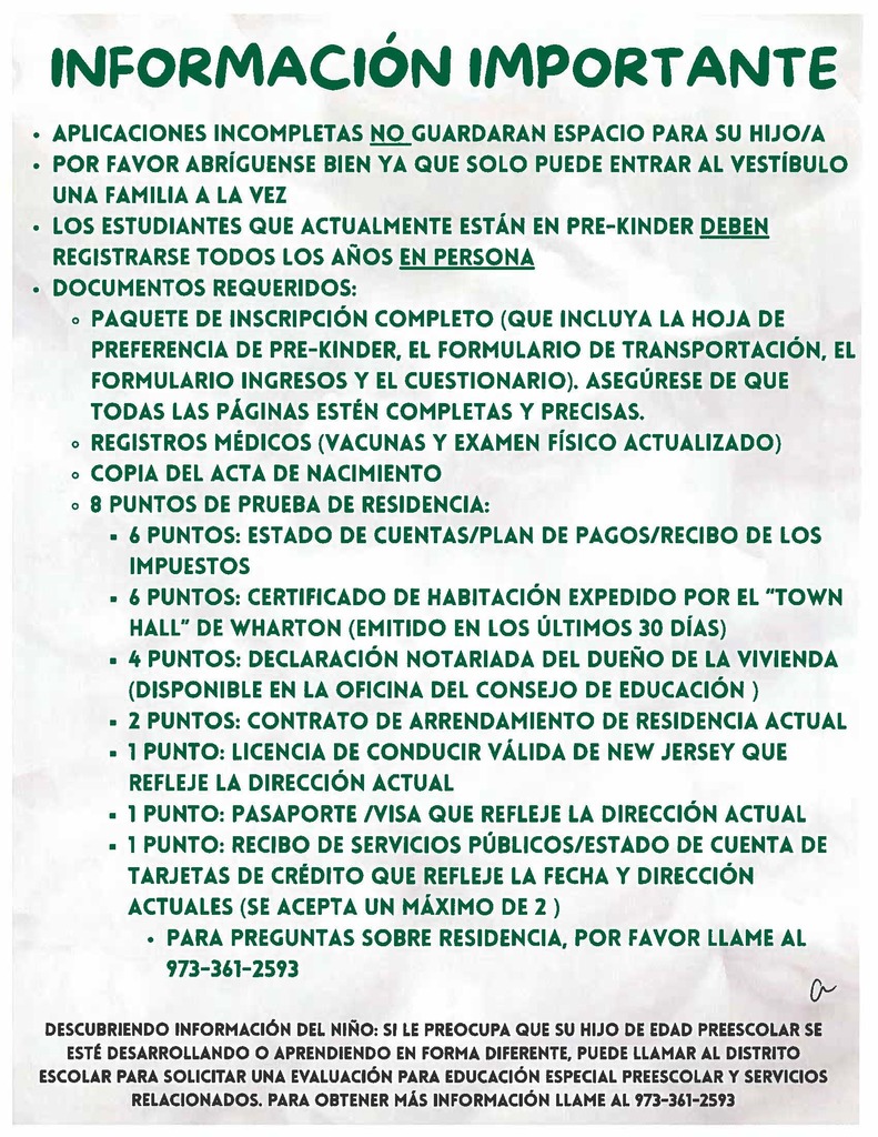 School registration flyer