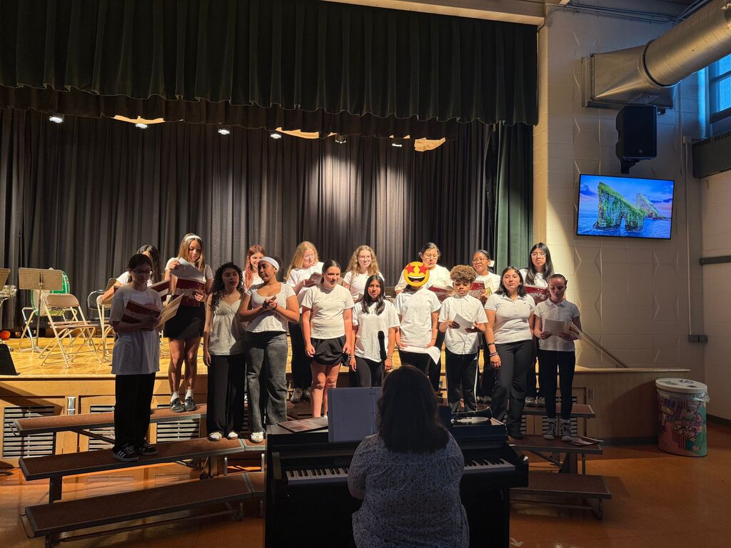 students on the stage