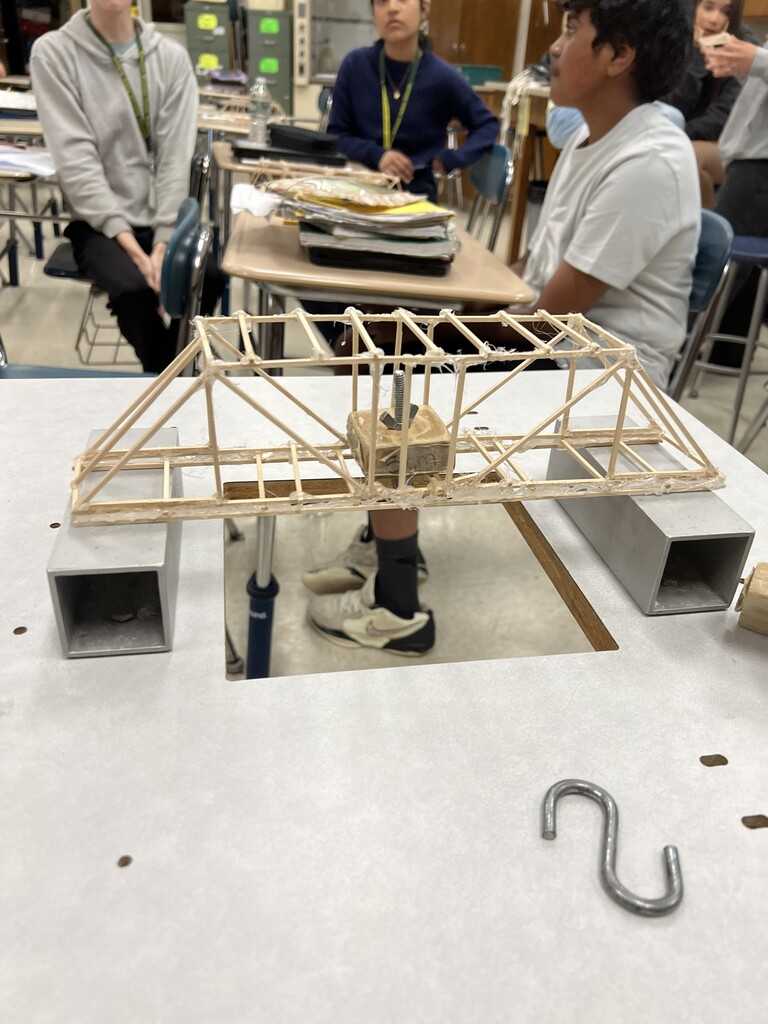 students with wooden bridge