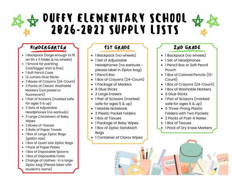 school supply list English 