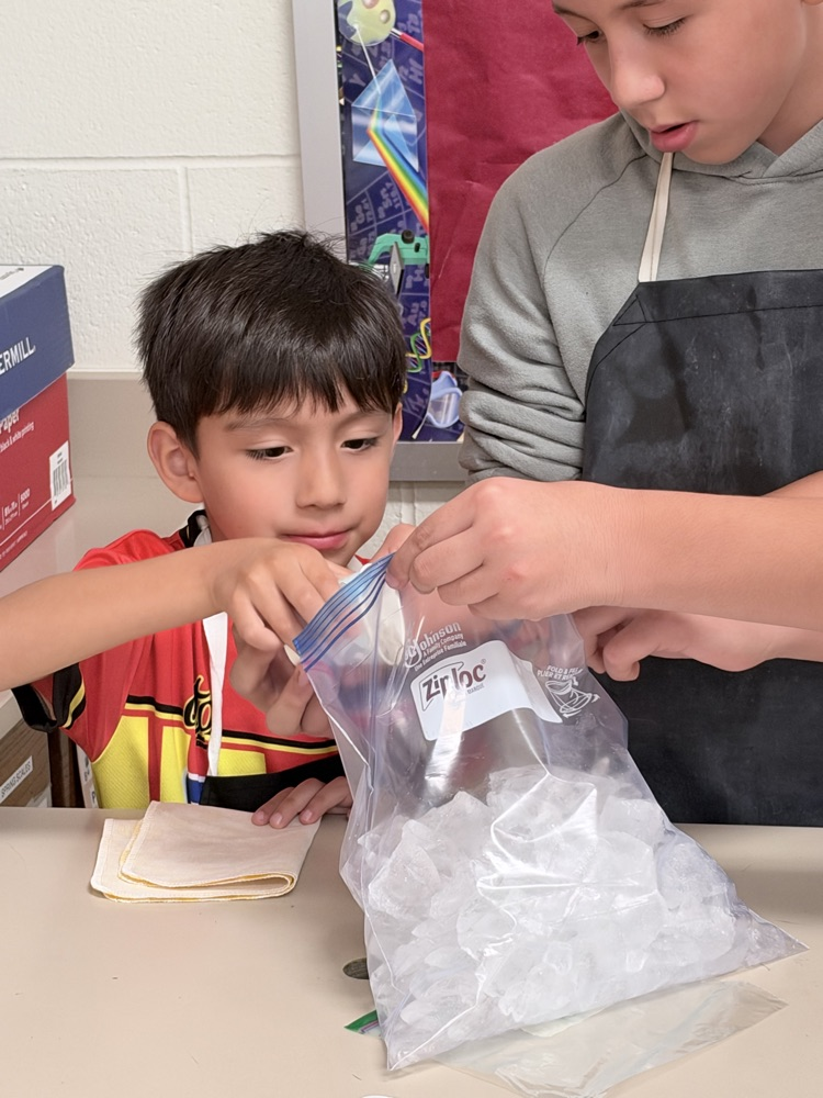 student with bag of ice 